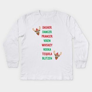 Reindeer Names Kids Long Sleeve T-Shirt